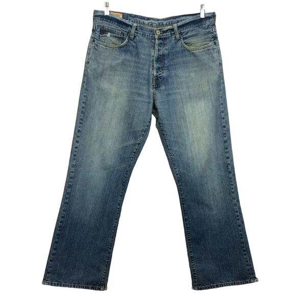Abercrombie Fitch 1892 Jeans Men's Size 35 x 30.5 Bootcut Distressed Button Fly - Picture 1 of 11
